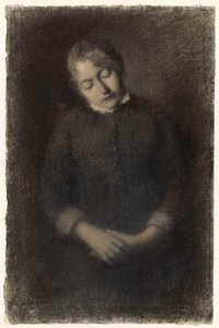 Portret van de slapende vrouw van de kunstenaar (Marie Guilloux) door Albert Charles Lebourg