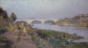 De brug over de Marne bij Charenton door Albert Charles Lebourg