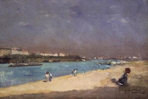 Uitzicht op de buitenwijken van Parijs vanaf de Pont National, 1882