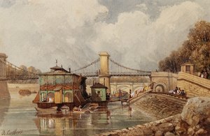 Een Bateau-Lavoir bij de Oude Pont des Invalides door Albert Cutbert