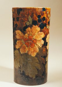 Vaas met bloemendecoraties, door Albert Dammouse, steengoed door Albert Dammouse