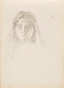 Aino Ackté als Alcestis, schets van het gezicht door Albert Edelfelt