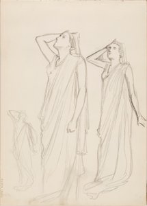 Aino Ackté als Alcestis, drie schetsen door Albert Edelfelt