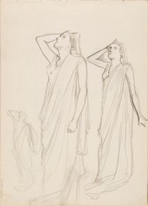 Aino Ackté als Alcestis, drie schetsen door Albert Edelfelt