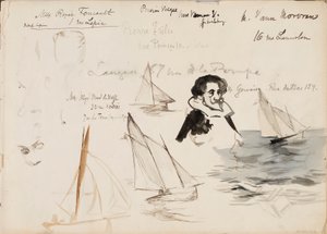 Zeilboten en personages door Albert Edelfelt