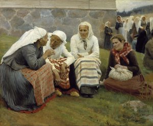 Vrouwen buiten de Kerk in Ruokolahti