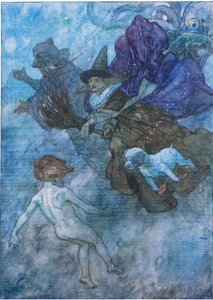 Allemaal schreeuwend en krijsend naar hem "kijk vooruit, alleen vooruit kijken", uit The Water Babies uitgegeven door Humphrey Milford Oxford University Press, ca. 1930