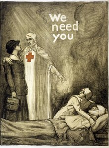 Rode Kruis wervingsposter, "We hebben je nodig", uitgegeven in 1918