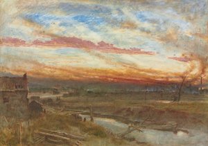 Een zonsondergang in de industriële districten