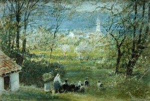 Bavino- Lago Maggiore door Albert Goodwin