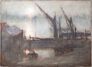 Mist op de rivier, Cheyney Walk, Chelsea