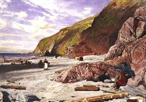 Lynmouth, Devon, het verhaal van het schipbreuk door Albert Goodwin