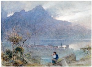 Stansstad en de Pilatus, Zwitserland, ca. 1865-1932 door Albert Goodwin