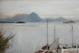 Zonsopgang vanaf Baveno, Lago Maggiore door Albert Goodwin