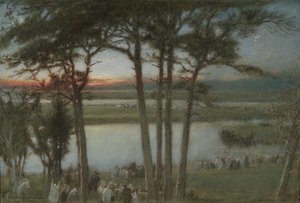 De rivier Way, westwaarts door Albert Goodwin