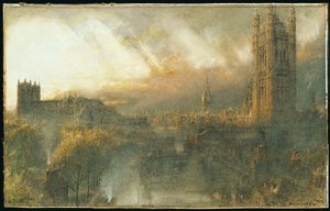 Westminster vanaf een Dak, 1915 door Albert Goodwin