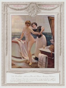 Belle Epoque Parijs, modieuze dame die een bad neemt door Albert Guillaume