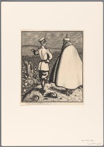 Ontwerp voor een politieke spotprent op de Eerste Wereldoorlog door Albert Hahn (I)