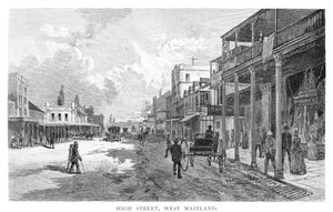 Hoofdstraat, West Maitland, New South Wales, Australië, 1886 door Albert Henry Fullwood