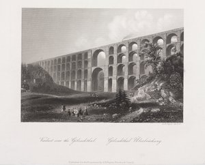 Viaduct Over het Golzschthal, Saksen, ca. 1840 door Albert Henry Payne