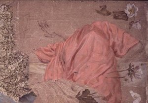 Studie van een gedrapeerd figuur en bloemen