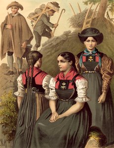 Duitse kostuum, Tirol, Lechthal door Albert Kretschmer