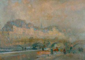 Parijs, de sluis van de Monnaie; Winterzon, of Uitzicht op de Po door Albert Lebourg