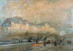 Parijs, de sluis van de Monnaie; Winterzon, of Uitzicht op de Pont Neuf door Albert Lebourg