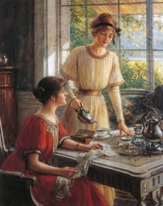 Detail van Vrouwen die thee drinken, door Albert Lynch door Albert Lynch