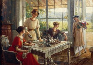 Vrouwen die thee drinken, door Albert Lynch (1851-1912)