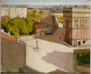 Klein plein met straatlantaarn door Albert Marquet
