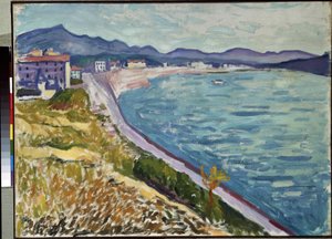 "Saint Jean de Luz" Uitzicht op de Baskische kust bij Saint-Jean-de-Luz. Schilderij van Pierre-Albert Marquet (1907) door Albert Marquet