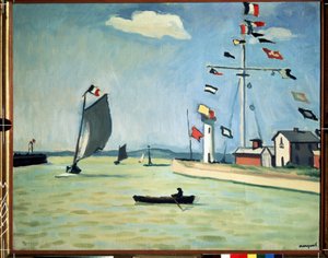 De haven van Honfleur in Normandië door Albert Marquet