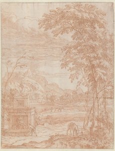 Italiaans landschap met een fontein