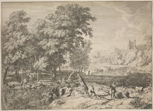 Landschap met baders