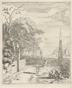 Landschap met een obelisk