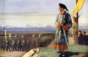 Een Britse jongen beoordeelt zijn Chinese leger door Albert Morrow