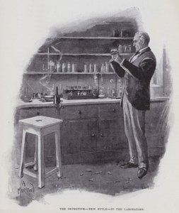 De detective, nieuwe stijl, in het laboratorium door Albert Morrow