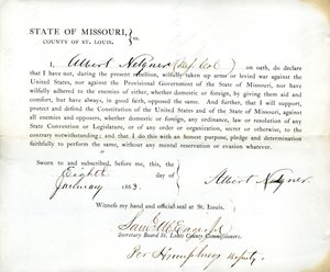 Loyaliteitseed van Albert Nelgner uit Missouri, County of St. Louis
