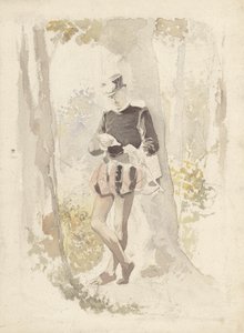 Staande jongeman die een brief leest door Albert  Neuhuys