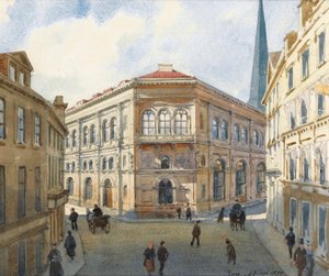 Portret van de beurs van Riga in Letland. Aquarel door Albert Benois (1852-1936) - 1880