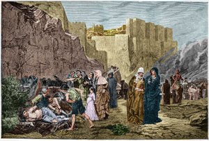 Albigenzische Kruistocht - De belediging van gevangenen - Kruistocht tegen de Albigenzen in 1211. De belediging van gevangenen gravure naar het schilderij van Albert Maignan. door Albert Pierre René (after) Maignan