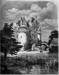 Chateau de la Loire: buitenaanzicht van het Chateau de Brissac (Renaissance architectuur) door Albert Pierre Rene Maignan