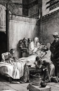 Dood van Clovis I van de Franken in Parijs op 27 november 511 - tekening door Albert Maignan (1845-1908) door Albert Pierre Rene Maignan