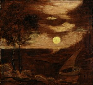De boot van geliefden door Albert Pinkham Ryder