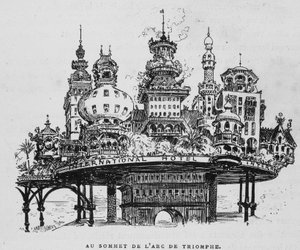 Vliegtuig Centraal Station in Notre-Dame - in De 20e Eeuw door Robida door Albert Robida