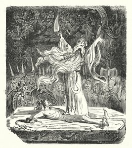 Druïde voert een mensenoffer uit