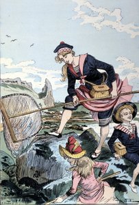 Vissen op rivierkreeftjes aan zee