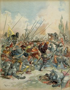 Zesde Italiaanse Oorlog (1521-1526): Koning Frans I (1494-1547) in Pavia (Italië) op 24 februari door Albert Robida