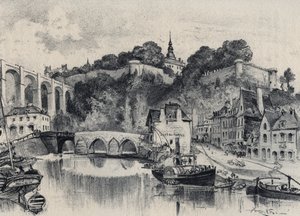 De stad Dinan - Oud Frankrijk - Bretagne - tekst, tekeningen en lithografieën door Albert Robida zonder datum eind 19e eeuw